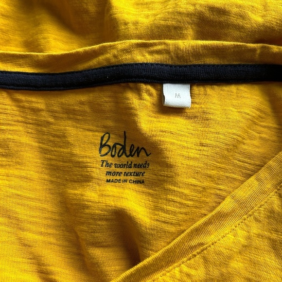 BODEN Vneck Short Sleeve Textured Tshirt Orange Yellow Sz M - Picture 4 of 7